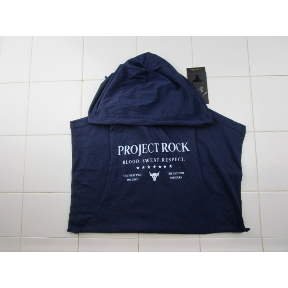 Under Armour Project Rock BSR Sleeveless Hoodie Shirt Blue Men's Small